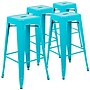Flash Furniture Cierra Industrial Metal Indoor Bar Stool without Back, Teal, 4-Pieces/Pack (4ET3132030TLR)~#|#~sp152801259_sc7