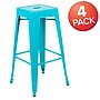 Flash Furniture Cierra Industrial Metal Indoor Bar Stool without Back, Teal, 4-Pieces/Pack (4ET3132030TLR)~#|#~sp152801280_sc7