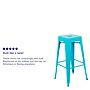 Flash Furniture Cierra Industrial Metal Indoor Bar Stool without Back, Teal, 4-Pieces/Pack (4ET3132030TLR)~#|#~sp152801286_sc7