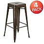Flash Furniture Cierra Industrial Metal Indoor Bar Stool without Back, Gun Metal Gray, 4-Pieces/Pack (4ET3132030GNR)~#|#~sp152801373_sc7