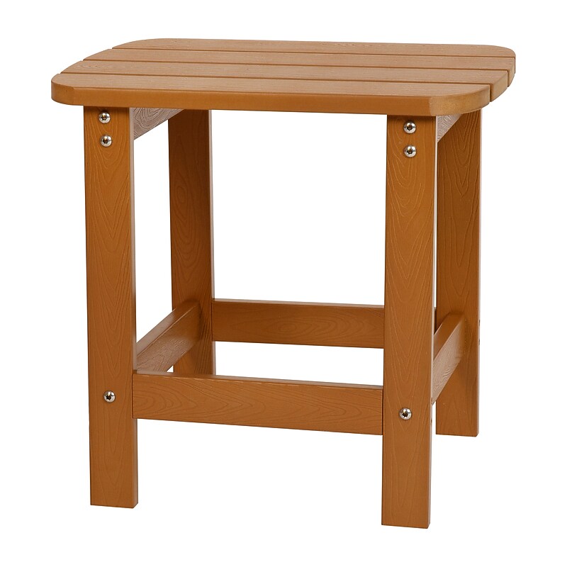 Flash Furniture Charlestown All-Weather Poly Resin Adirondack Side Table, Teak (JJT14001TEAK) image 1