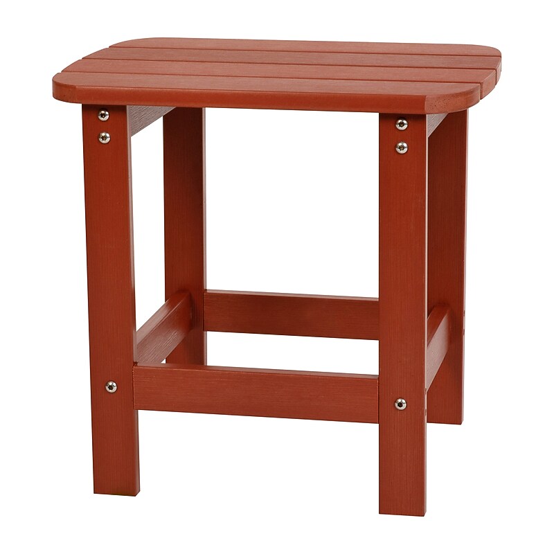 Flash Furniture Charlestown All-Weather Poly Resin Adirondack Side Table, Red (JJT14001RED) image 1