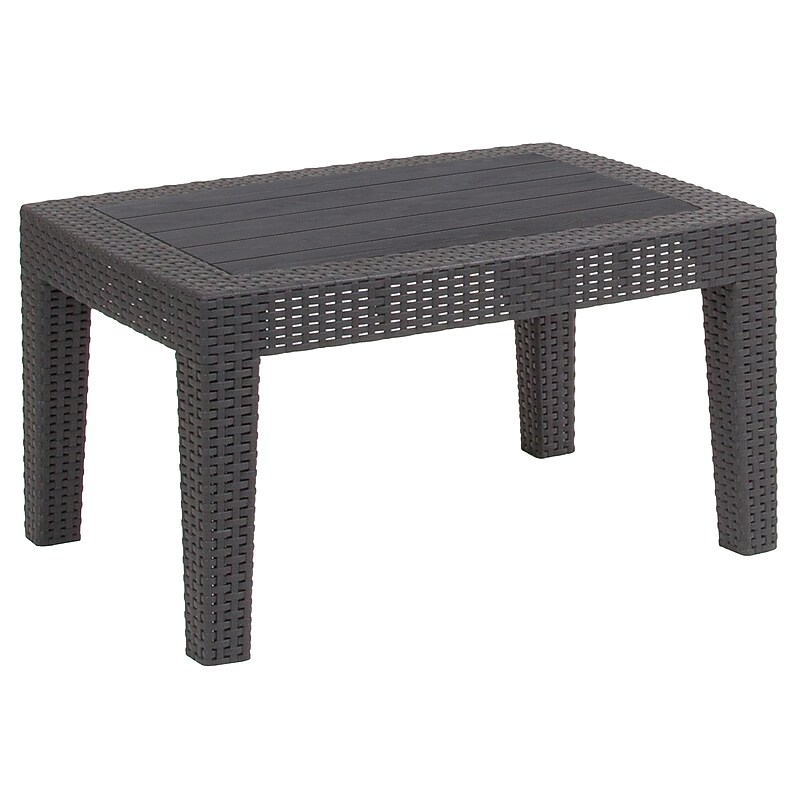 Flash Furniture Seneca Faux Rattan Coffee Table, Dark Gray (DADSF2TDKGY) image 1