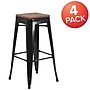 Flash Furniture Lily Industrial Metal Barstool without Back, Black, 4-Pieces/Pack (4CH3132030BKW)~#|#~sp152801979_sc7