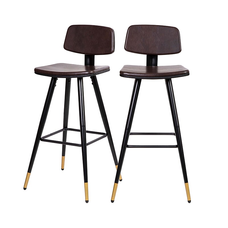 Flash Furniture Kora LeatherSoft Barstool, Brown, 2-Pieces (AYS02BR) image 1