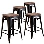 Flash Furniture Lily Industrial Metal Counter Height Stool without Back, Black-Antique Gold, 4-Pieces/Pack (4CH3132024BQW)~#|#~sp152802328_sc7