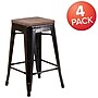 Flash Furniture Lily Industrial Metal Counter Height Stool without Back, Black-Antique Gold, 4-Pieces/Pack (4CH3132024BQW)~#|#~sp152802346_sc7