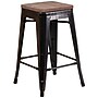 Flash Furniture Lily Industrial Metal Counter Height Stool without Back, Black-Antique Gold, 4-Pieces/Pack (4CH3132024BQW)~#|#~sp152802361_sc7
