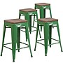 Flash Furniture Lily Industrial Metal Counter Height Stool without Back, Green, 4-Pieces/Pack (4CH3132024GNW)~#|#~sp152802377_sc7