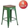 Flash Furniture Lily Industrial Metal Counter Height Stool without Back, Green, 4-Pieces/Pack (4CH3132024GNW)~#|#~sp152802405_sc7
