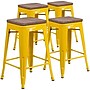 Flash Furniture Lily Industrial Metal Counter Height Stool without Back, Yellow, 4-Pieces/Pack (4CH3132024YLW)~#|#~sp152802479_sc7