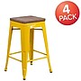 Flash Furniture Lily Industrial Metal Counter Height Stool without Back, Yellow, 4-Pieces/Pack (4CH3132024YLW)~#|#~sp152802503_sc7