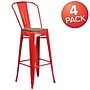 Flash Furniture Lily Contemporary Metal Vertical Back Barstool, Red, 4-Pieces/Pack (4CH3132030GBRDW)~#|#~sp152802541_sc7
