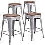 Flash Furniture Lily Industrial Metal Counter Height Stool without Back, Silver, 4-Pieces/Pack (4CH3132024SILW)~#|#~sp152802647_sc7