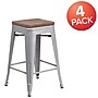 Flash Furniture Lily Industrial Metal Counter Height Stool without Back, Silver, 4-Pieces/Pack (4CH3132024SILW)~#|#~sp152802669_sc7