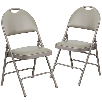 Flash Furniture HERCULES Series Vinyl/Metal Folding Chair, Gray, 2/Pack (2HAMC705AV3GY) Simolary simolary.com
