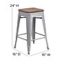 Flash Furniture Lily Industrial Metal Counter Height Stool without Back, Silver, 4-Pieces/Pack (4CH3132024SILW)~#|#~sp152802681_sc7