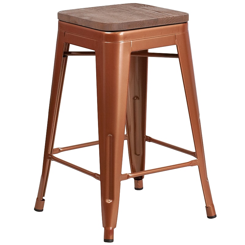 Flash Furniture Sinclair Industrial Metal Counter Height Stool without Back, Copper (ETBT350324POCW) image 1