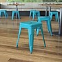 Flash Furniture Kai Industrial Iron Table Height Stackable Restaurant Stool without Back, Teal, 4-Pieces/Pack (ETBT350318TL)~#|#~sp152802789_sc7