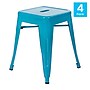 Flash Furniture Kai Industrial Iron Table Height Stackable Restaurant Stool without Back, Teal, 4-Pieces/Pack (ETBT350318TL)~#|#~sp152802793_sc7