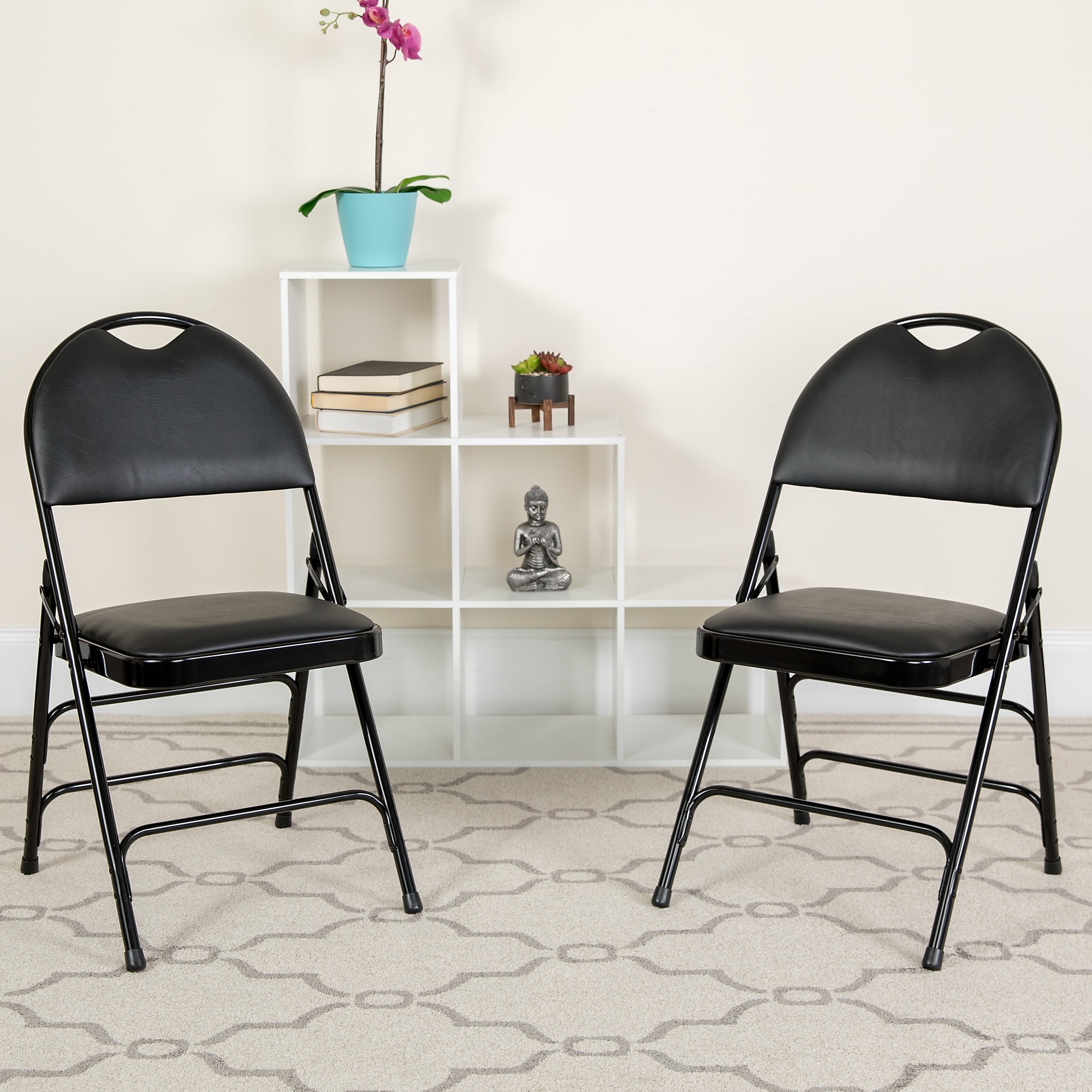 Flash Furniture HERCULES Series Vinyl/Metal Folding Chair, Black, 2/Pack (2HAMC705AV3BK) Sansujyuku sansujyuku.com