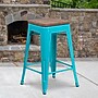 Flash Furniture Sinclair Industrial Metal Counter Height Stool without Back, Crystal Teal-Blue (ETBT350324CBW)~#|#~sp152802854_sc7