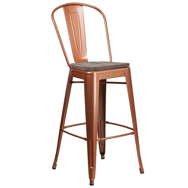 Flash Furniture Cindy Contemporary Metal Vertical Back Barstool, Copper (ET353430POCW) image 1