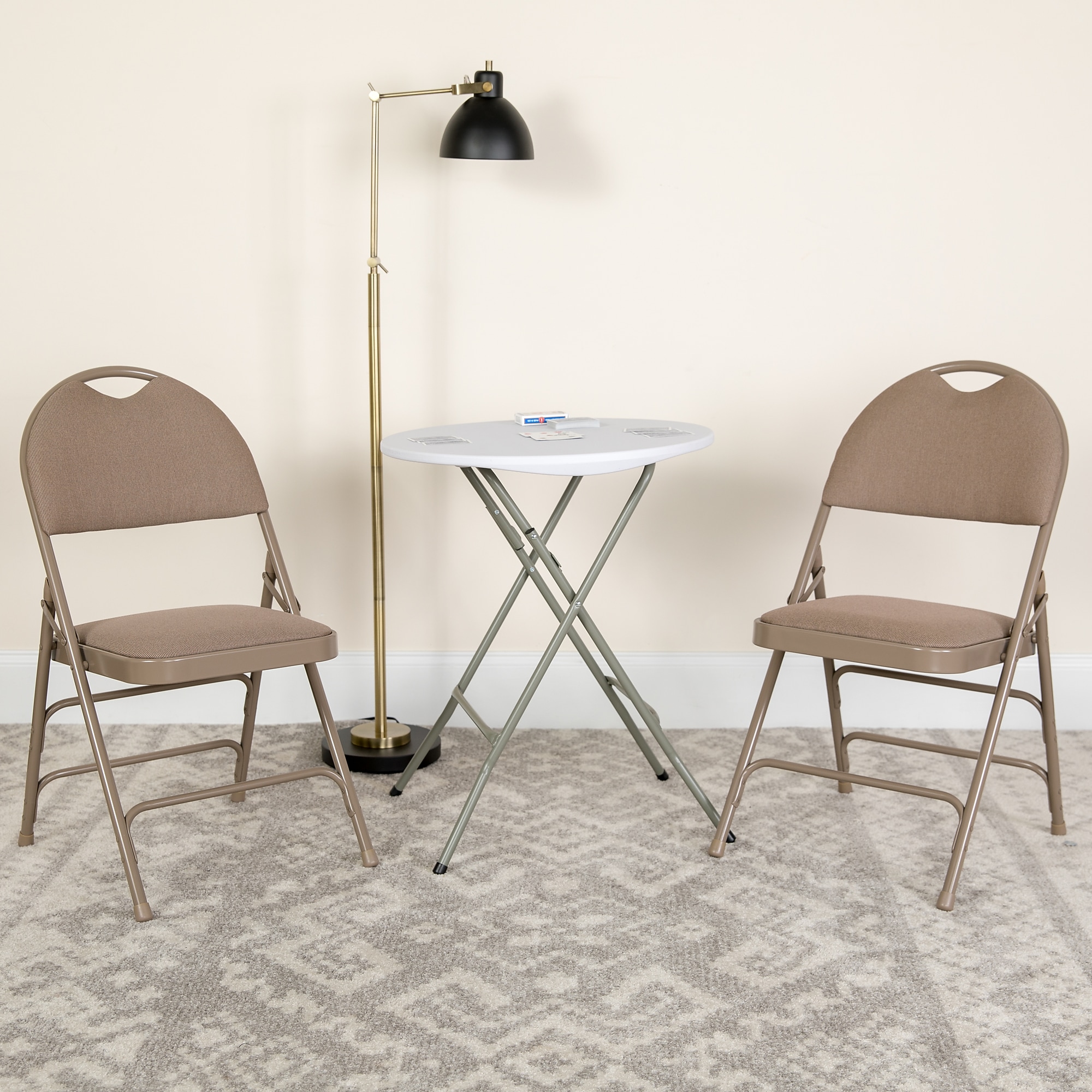 Flash Furniture HERCULES Series Fabric/Metal Folding Chair, Beige, 2/Pack (2HAMC705AF3BGE) Sansujyuku sansujyuku.com