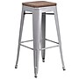 Flash Furniture Lily Industrial Metal Barstool without Back, Silver (CH3132030SILW)~#|#~sp152803101_sc7