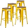 Flash Furniture Lily Industrial Metal Barstool without Back, Yellow, 4-Pieces/Pack (4CH3132030YLW)~#|#~sp152803205_sc7