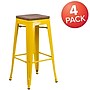 Flash Furniture Lily Industrial Metal Barstool without Back, Yellow, 4-Pieces/Pack (4CH3132030YLW)~#|#~sp152803219_sc7