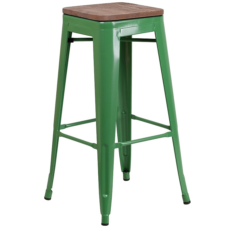 Flash Furniture Lily Industrial Metal Barstool without Back, Green (CH3132030GNW) image 1