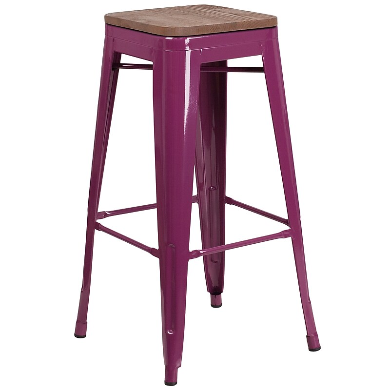 Flash Furniture Murray Industrial Metal Barstool without Back, Purple (ETBT350330PURW) image 1
