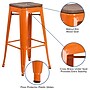 Flash Furniture Lily Industrial Metal Barstool without Back, Orange (CH3132030ORW)~#|#~sp152803439_sc7
