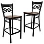Flash Furniture HERCULES Series Traditional Metal X-Back Barstool, Black/Mahogany Wood Seat, 2-Pieces/Pack (2XU6FOBXBARMAW)~#|#~sp152803440_sc7