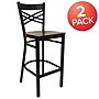Flash Furniture HERCULES Series Traditional Metal X-Back Barstool, Black/Mahogany Wood Seat, 2-Pieces/Pack (2XU6FOBXBARMAW)~#|#~sp152803445_sc7