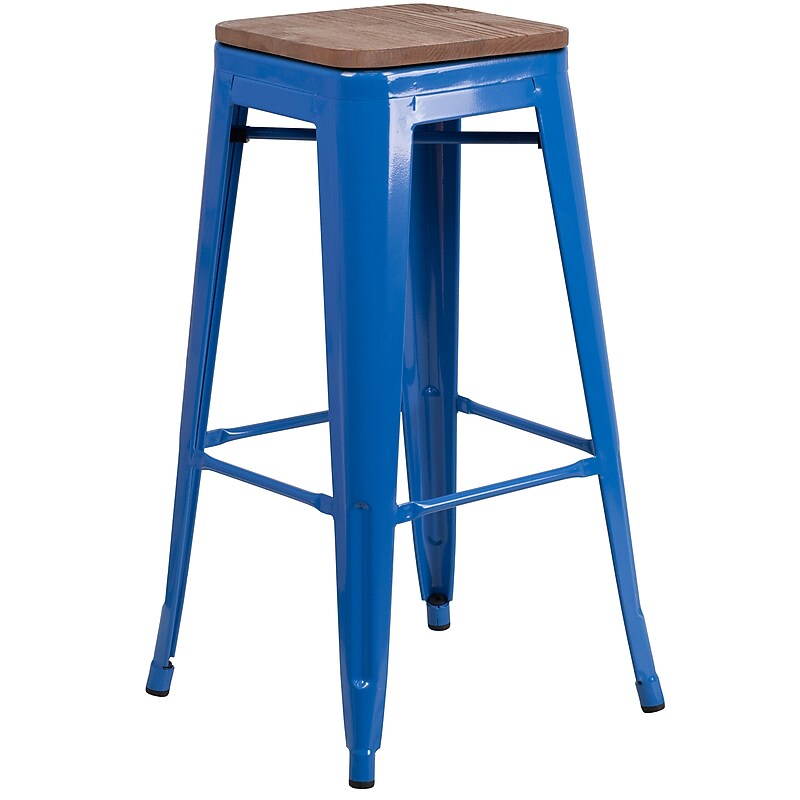 Flash Furniture Lily Industrial Metal Barstool without Back, Blue (CH3132030BLW) image 1