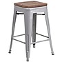 Flash Furniture Lily Industrial Metal Counter Height Stool without Back, Silver (CH3132024SILW)~#|#~sp152803505_sc7