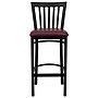 Flash Furniture HERCULES Traditional Metal School House Back Restaurant Barstool, Black/Burgundy, 2-Pieces/Pack (2XU6R8BSCHBBGV)~#|#~sp152804058_sc7