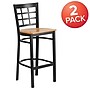 Flash Furniture HERCULES Traditional Metal Window Back Restaurant Barstool, Black/Natural Wood, 2-Pieces/Pack (2XU6R7BWINBARNW)~#|#~sp152804075_sc7