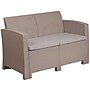Flash Furniture Seneca Faux Rattan Loveseat with All-Weather Cushions, Light Gray (DADSF22)~#|#~sp152804754_sc7