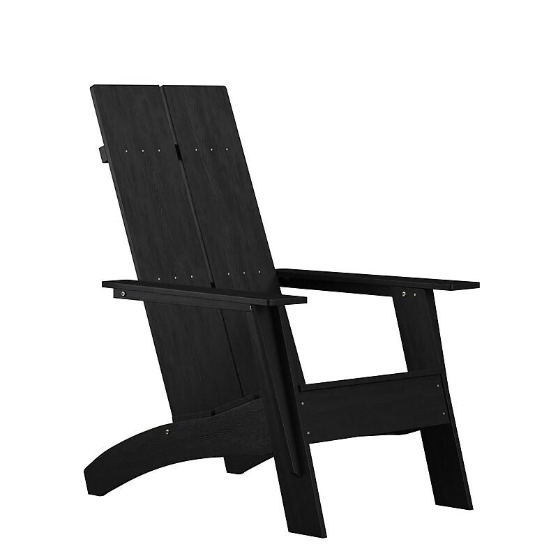 Flash Furniture Sawyer Poly Resin Wood Adirondack Chair, Black (JJC14509BK) image 1