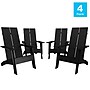 Flash Furniture Sawyer All-Weather Poly Resin Wood Adirondack Chairs, Black, 4/Pack (4JJC14509BK)~#|#~sp152805000_sc7