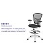 Flash Furniture Mesh Ergonomic Drafting Chair with Adjustable Foot Ring and Lumbar Support, Black/White (HL00011CWHITE)~#|#~sp152883648_sc7