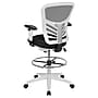 Flash Furniture Mesh Ergonomic Drafting Chair with Adjustable Foot Ring and Lumbar Support, Black/White (HL00011CWHITE)~#|#~sp152883651_sc7