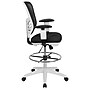 Flash Furniture Mesh Ergonomic Drafting Chair with Adjustable Foot Ring and Lumbar Support, Black/White (HL00011CWHITE)~#|#~sp152883653_sc7