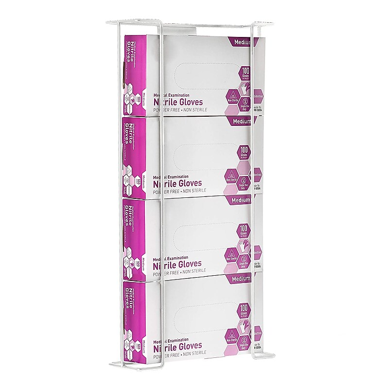 Alpine Industries Quadruple Box Wire Wall Mount Glove Dispenser, White (485-05-WHI) image 1