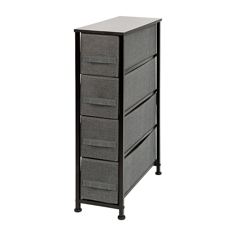 Flash Furniture 4 Drawer Slim Vertical Storage Dresser, Black/Dark Gray (WX5L203BKGR) image 1