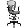 Flash Furniture Mesh Ergonomic Drafting Chair with Adjustable Foot Ring and Lumbar Support, Light Gray/Black (HL00011CBKLTGY)~#|#~sp152886173_sc7
