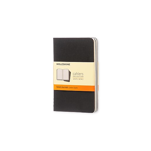 Moleskine Cahier Pocket Journal, 3.5" x 5.5", Narrow Ruled, Black, 64